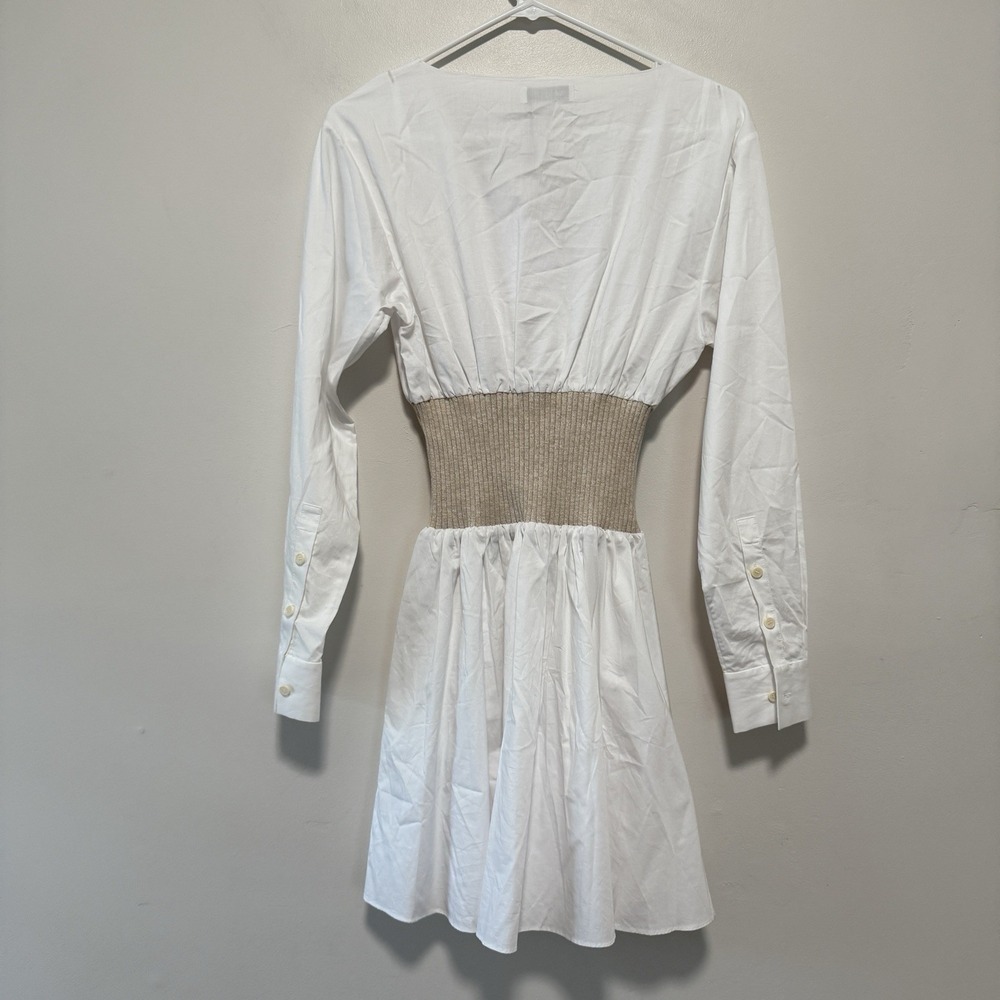 Naadam NWT Cotton Cashmere Mixed Media Mini Dress Size Small in Latte - Picture 6 of 8